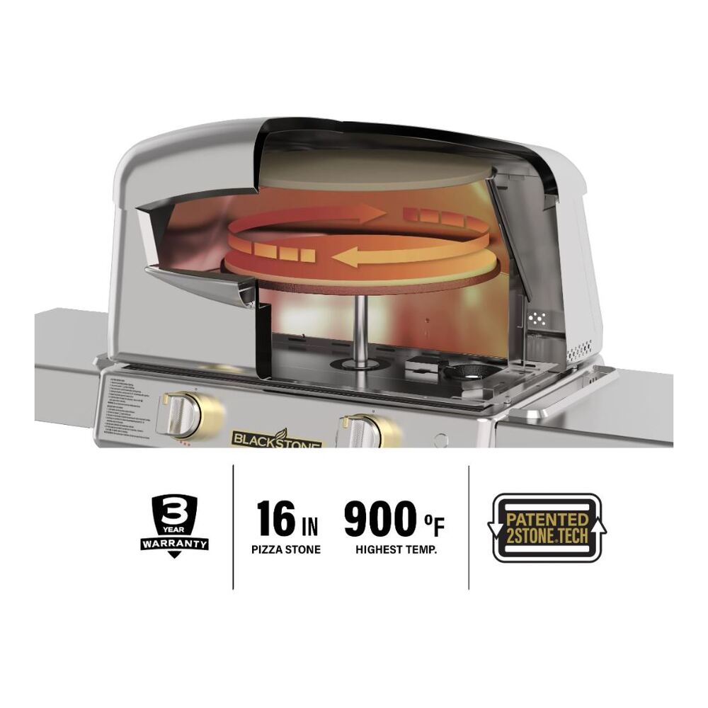 Blackstone 6831 Select Pizza Oven with Crust Control Technology, Auto Safe Start, Dual Side Shelves, Four Locking Swivel Caster Wheels in Stainless Steel