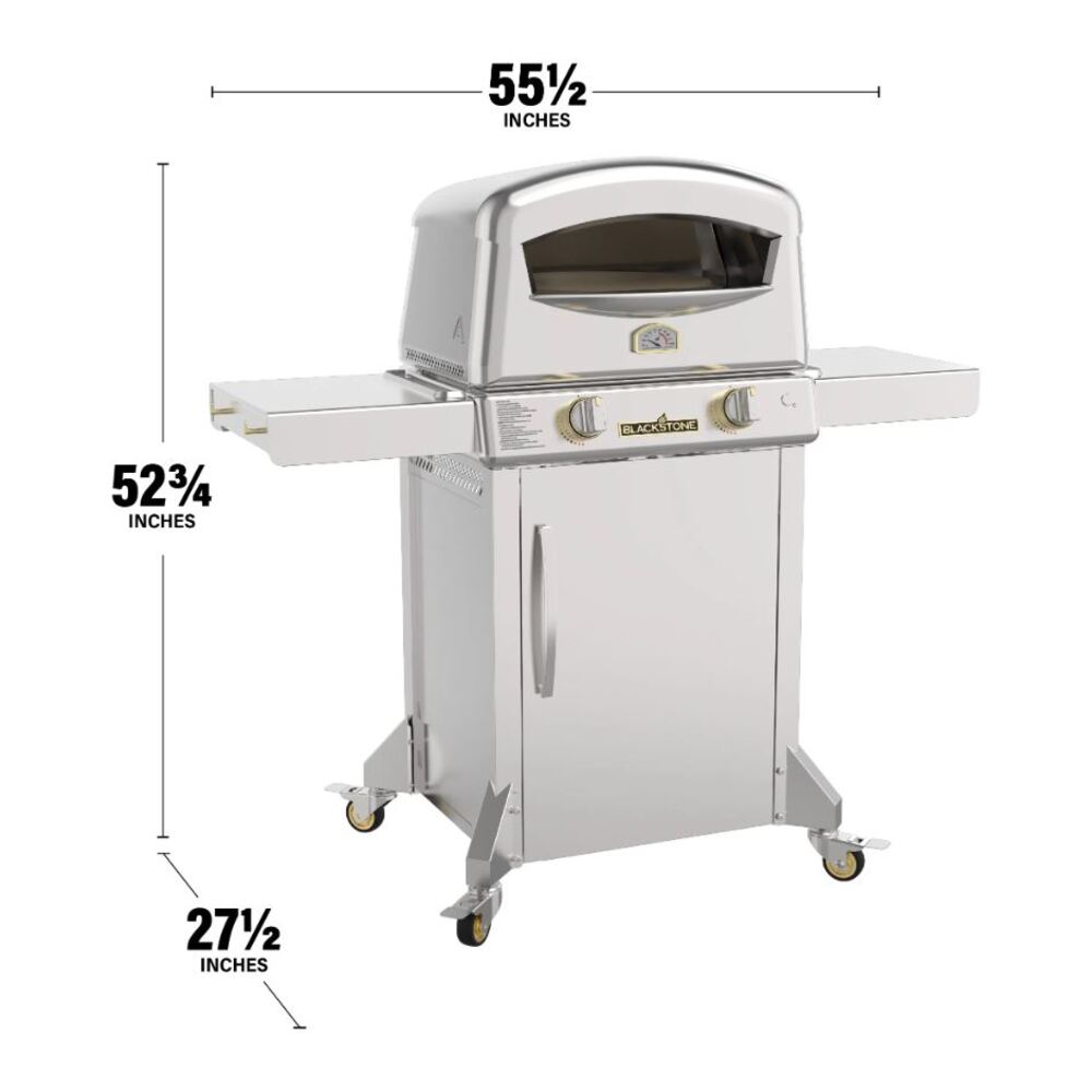 Blackstone 6831 Select Pizza Oven with Crust Control Technology, Auto Safe Start, Dual Side Shelves, Four Locking Swivel Caster Wheels in Stainless Steel