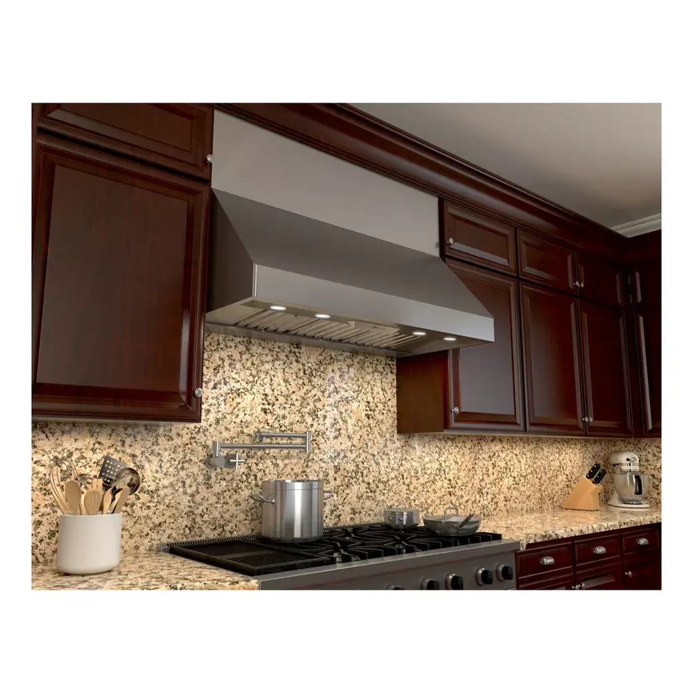 Zephyr AK7554CS 54 inch Tempest II Wall Mount Range Hood with 650 CFM, ACT Technology, Pro Baffle Filters and LumiLight LED Lighting, in Stainless Steel