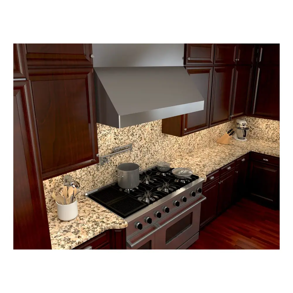 Zephyr AK7554CS 54 inch Tempest II Wall Mount Range Hood with 650 CFM, ACT Technology, Pro Baffle Filters and LumiLight LED Lighting, in Stainless Steel