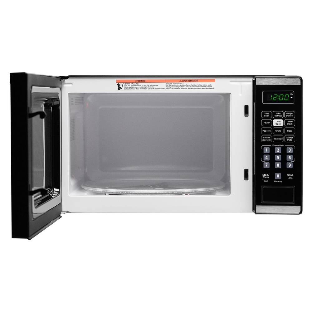 Danby DBMW0722BBS 18 inch 0.7 Cu. Ft. Countertop Microwave Oven with 700 Watts, Express Cook, 6 Auto Cook Options, Add 30 Seconds, Auto Defrost, Child Lock and Glass Turntable in Black