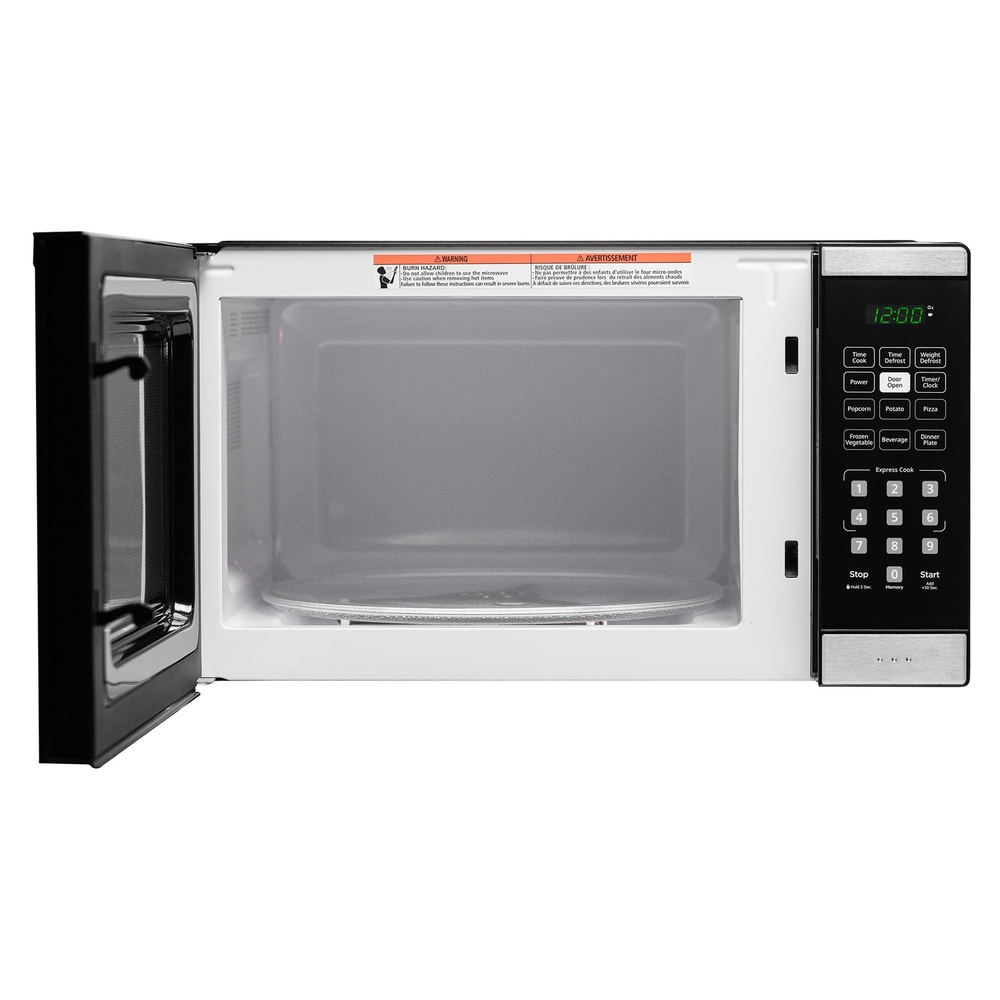 Danby DBMW1126BBS 21 inch 1.1 Cu. Ft. Countertop Microwave Oven with 900 Watts, Express Cook, Add 30 Seconds, Auto Cook, Auto Defrost, Child Lock and Glass Turntable in Stainless Steel