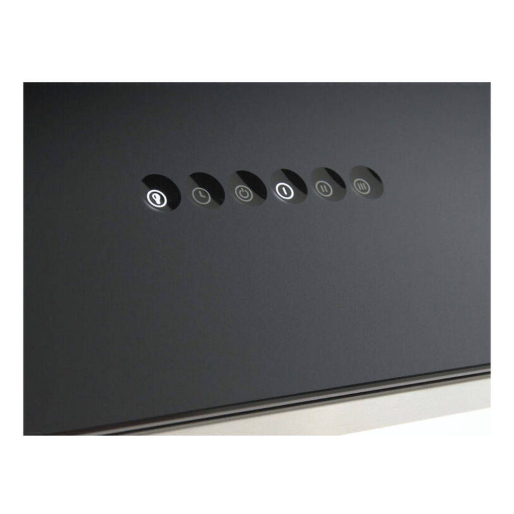 Zephyr DHZM90AMBX 36 inch Designer Series Horizon Wall Mount Hood, CleanAir Function, Ambient Lighting, Hybrid Baffle Filters, in Matte Black Glass
