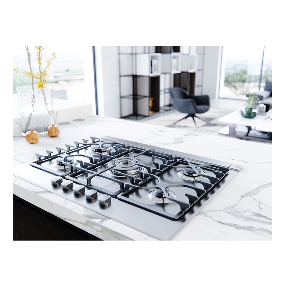 Zephyr DLIE36ASX 36 inch Designer Series Lift Downdraft Mount Hood, BriteStrip™ LED Lighting, 4-Way Ducting, Filter Clean Reminder, in Stainless Steel