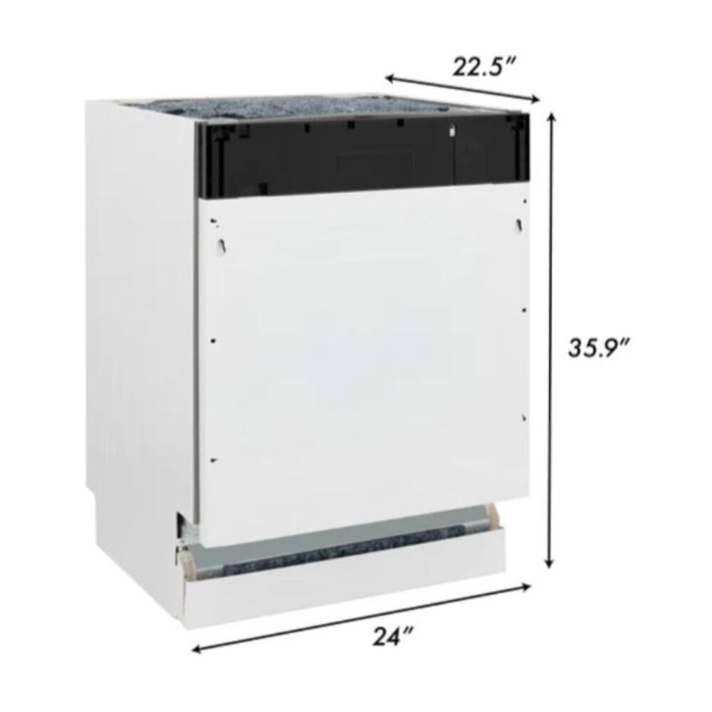 ZLINE DW24 24 Inch Built-In Dishwasher with 6 Cycles, 52 dBA Noise Levels, Hidden Controls, Smart Wash Technology, Triple Filter Cleaning, Spacious Interior