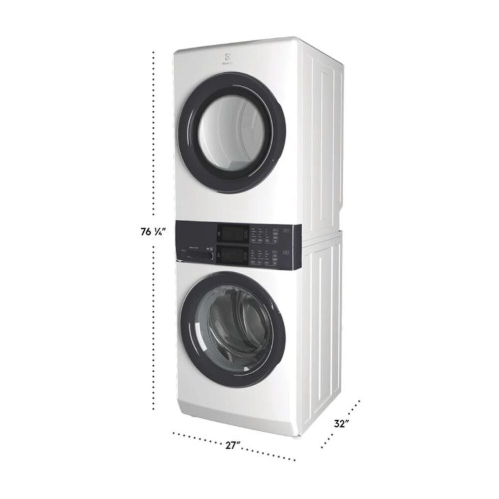 Electrolux ELTE7300AW 27 inch Laundry Tower Single Unit Front Load 4.4 Washer & 8 cu. ft. Electric Dryer Capacity, LuxCare, in White