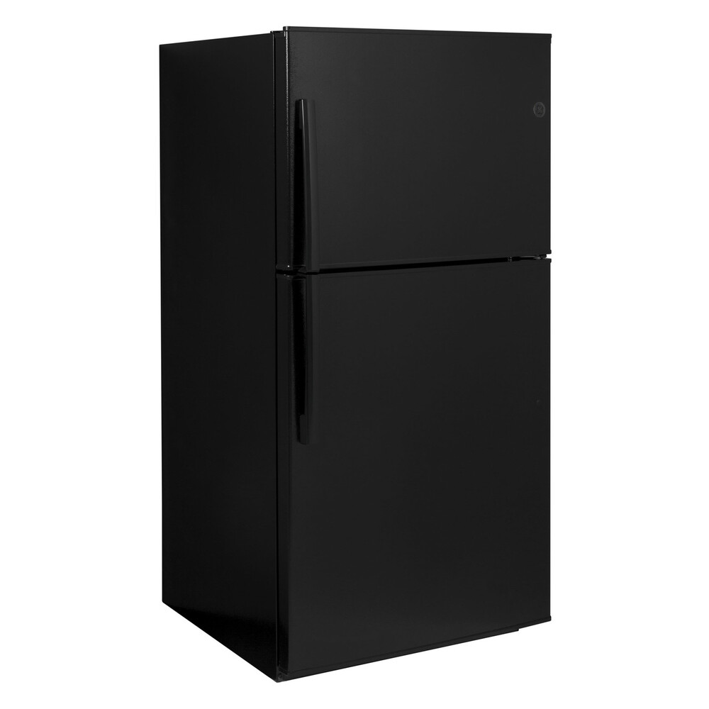 GE GIE21GTH 33 Inch Top Freezer Refrigerator with 21.1 cu. ft. Storage Capacity, Upfront Temperature Control, Adjustable Spill Resistant Glass Shelves, Installed Icemaker