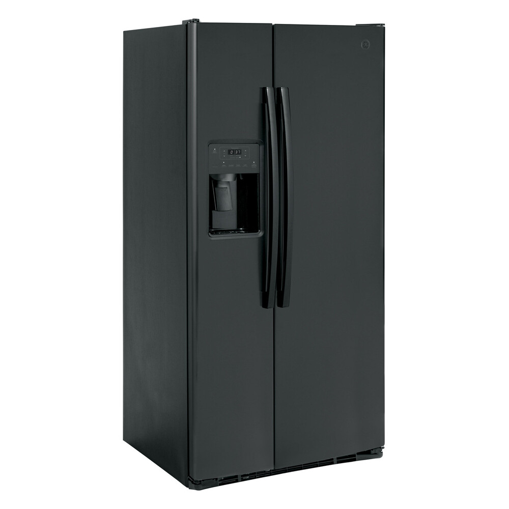GE GSE23GGP 33 inch Side by Side Refrigerator with 23.0 Cu. Ft. Capacity, Adjustable Spill-Proof Glass Shelves and Humidity-Controlled Crisper Drawer