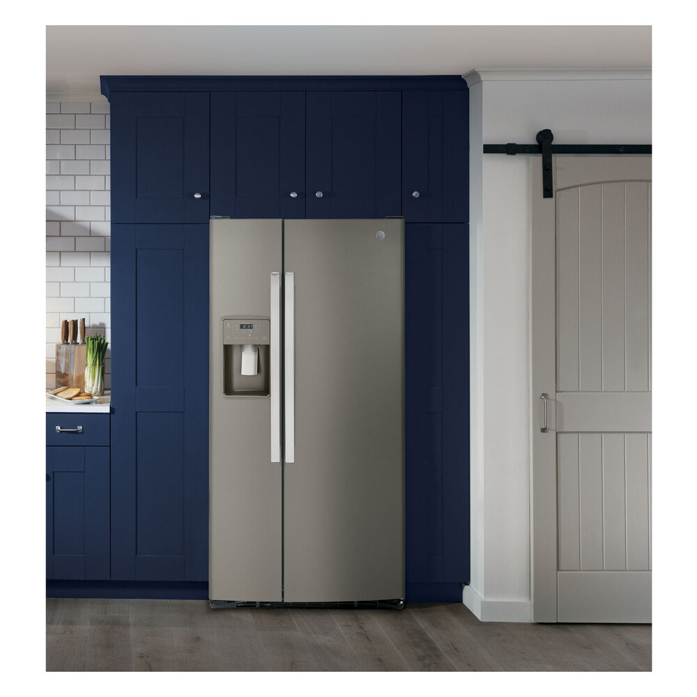GE GSS23G 33 inch Side-By-Side Refrigerator with 23 Cu. Ft. Capacity, LED Lighting and External Dispenser