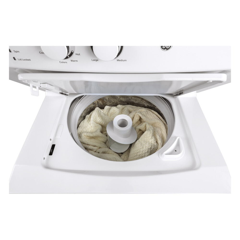 GE GUV27ESSMWW 27 inch Electric Laundry Center with 3.8 cu. ft. Washer Capacity and 5.9 Dryer Capacity in White
