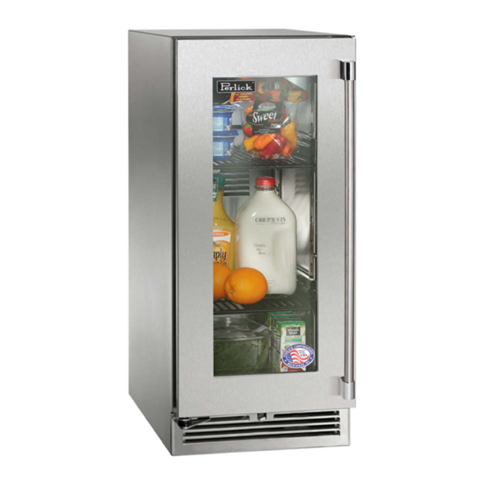 Perlick HP15RS41 Signature 15 inch Indoor Build-in Refrigerator with Lock 2.8 cu. ft. Capacity, LED Display Lighting, Superior Durability, Audible Door Alarm, in Stainless Steel