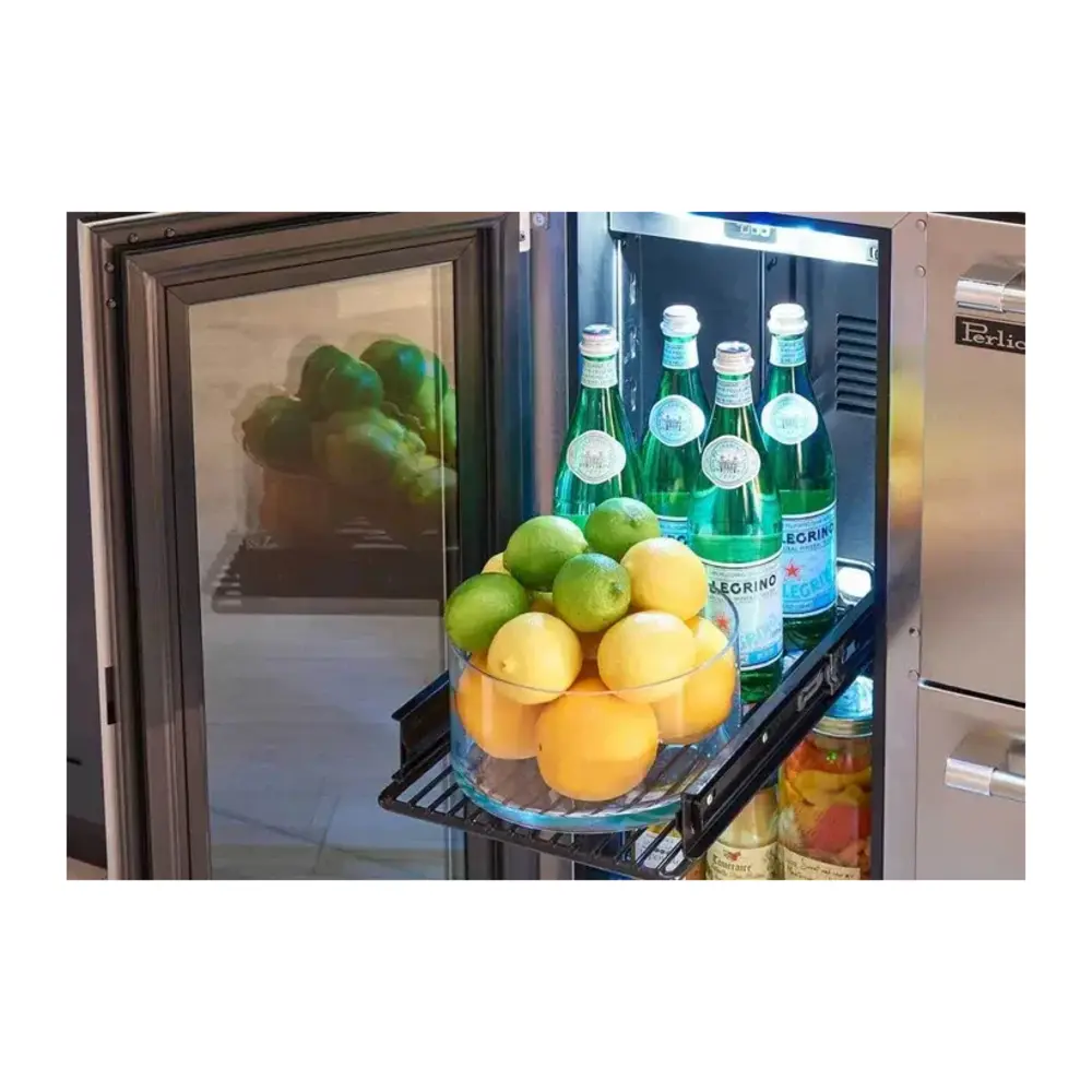 Perlick HP15RS41L Signature Series 15 inch Indoor Built-in Refrigerator with Lock, 2.8 cu. ft. Capacity, LED Display Lighting, Door Alarm, Lock, in Stainless Steel