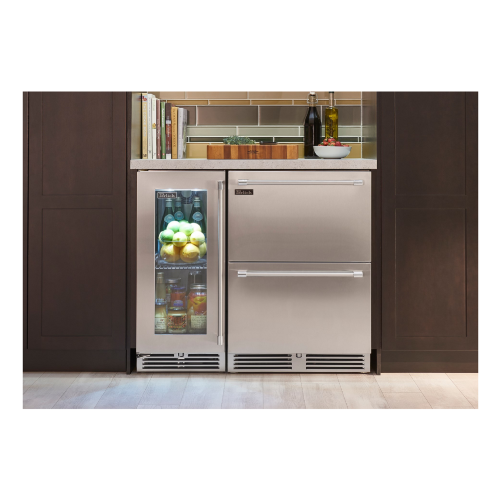 Perlick HP15RS41 Signature 15 inch Indoor Build-in Refrigerator with Lock 2.8 cu. ft. Capacity, LED Display Lighting, Superior Durability, Audible Door Alarm, in Stainless Steel