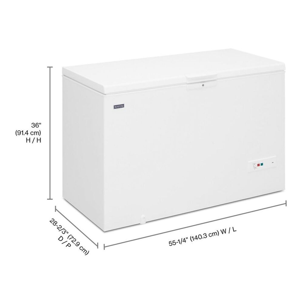 Maytag MZC5216LW 56 inch Garage Ready Chest Freezer with 16 cu. ft. Storage Capacity, Power Loss Assist, LED Lighting in White