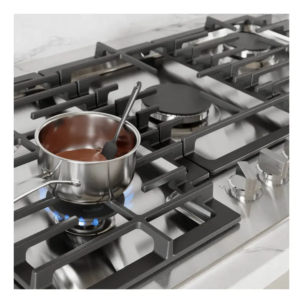 Bosch NGM5058UC 500 Series 30 inch Gas Cooktop with 5 Burners, OptiSim, Continuous Cast Iron Grates, ADA Compliant, in Stainless Steel