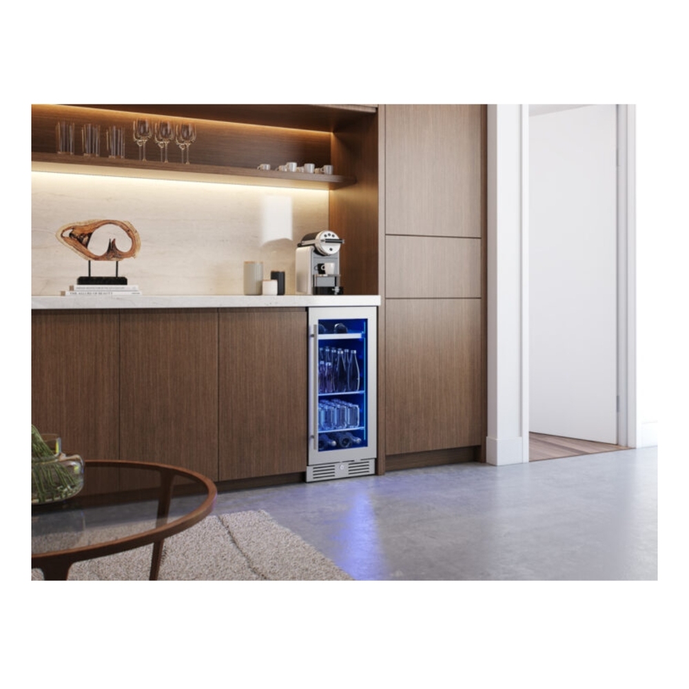 Zephyr PRB15C01CG 15 inch Single Zone Beverage Cooler with 3.4 cu. ft. Capacity, PreciseTemp™, Active Cooling Technology, Carbon Filter Air Filtration, in Stainless Steel