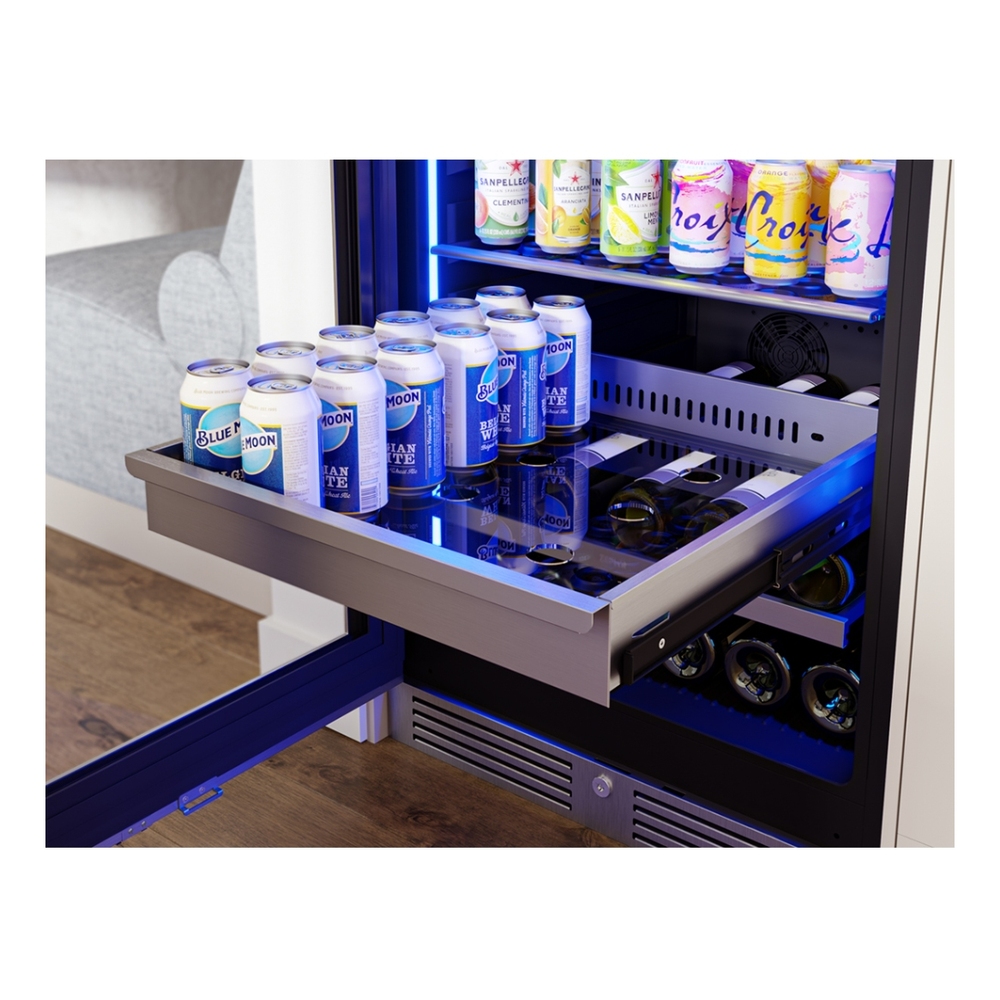 Zephyr PRB24F01BG 24 inch Single Zone Beverage Cooler with 14.9 cu. ft. Capacity, PreciseTemp™, Active Cooling Technology, Carbon Filter Air Filtration, in Stainless Steel