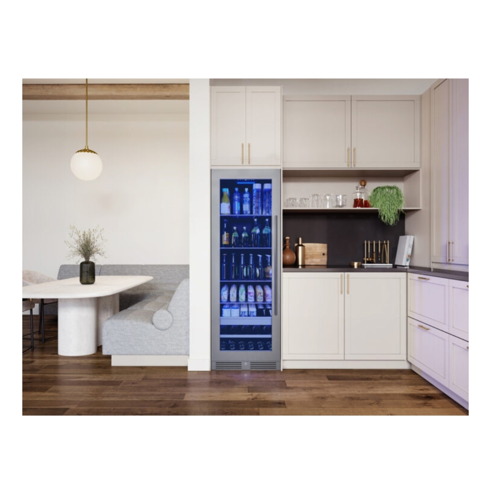 Zephyr PRB24F01BG 24 inch Single Zone Beverage Cooler with 14.9 cu. ft. Capacity, PreciseTemp™, Active Cooling Technology, Carbon Filter Air Filtration, in Stainless Steel