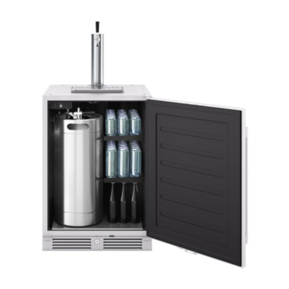 Zephyr PRKB24C01ASOD 24 inch Freestanding Outdoor Kegerator and Beverage Cooler with 6 cu. ft. Capacity, PreciseTemp™, Active Cooling Technology, Carbon Filter Air Filtration, in Stainless Steel