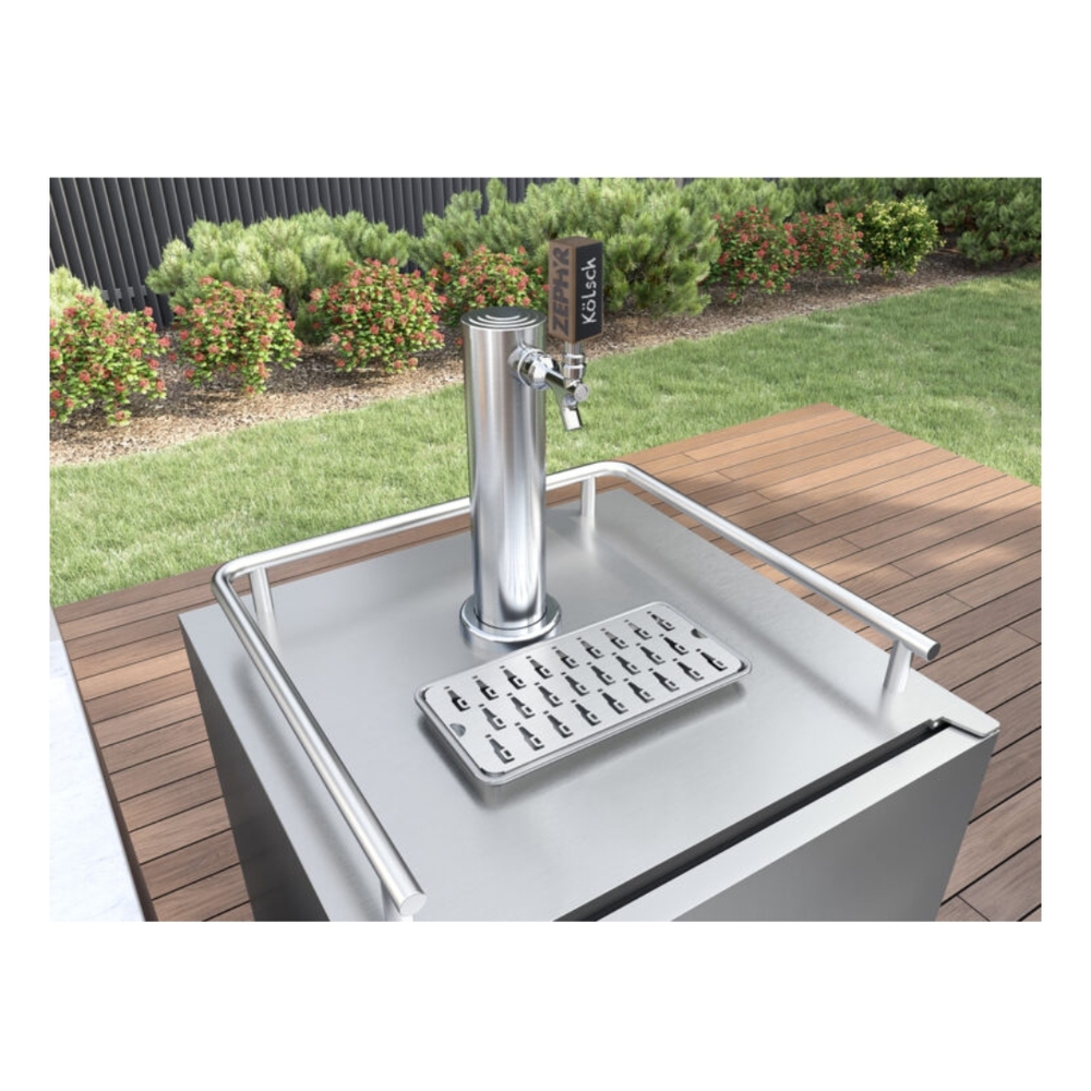 Zephyr PRKB24C01ASOD 24 inch Freestanding Outdoor Kegerator and Beverage Cooler with 6 cu. ft. Capacity, PreciseTemp™, Active Cooling Technology, Carbon Filter Air Filtration, in Stainless Steel
