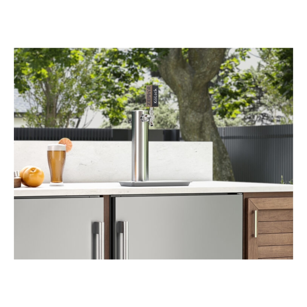 Zephyr PRKB24C01ASOD 24 inch Freestanding Outdoor Kegerator and Beverage Cooler with 6 cu. ft. Capacity, PreciseTemp™, Active Cooling Technology, Carbon Filter Air Filtration, in Stainless Steel