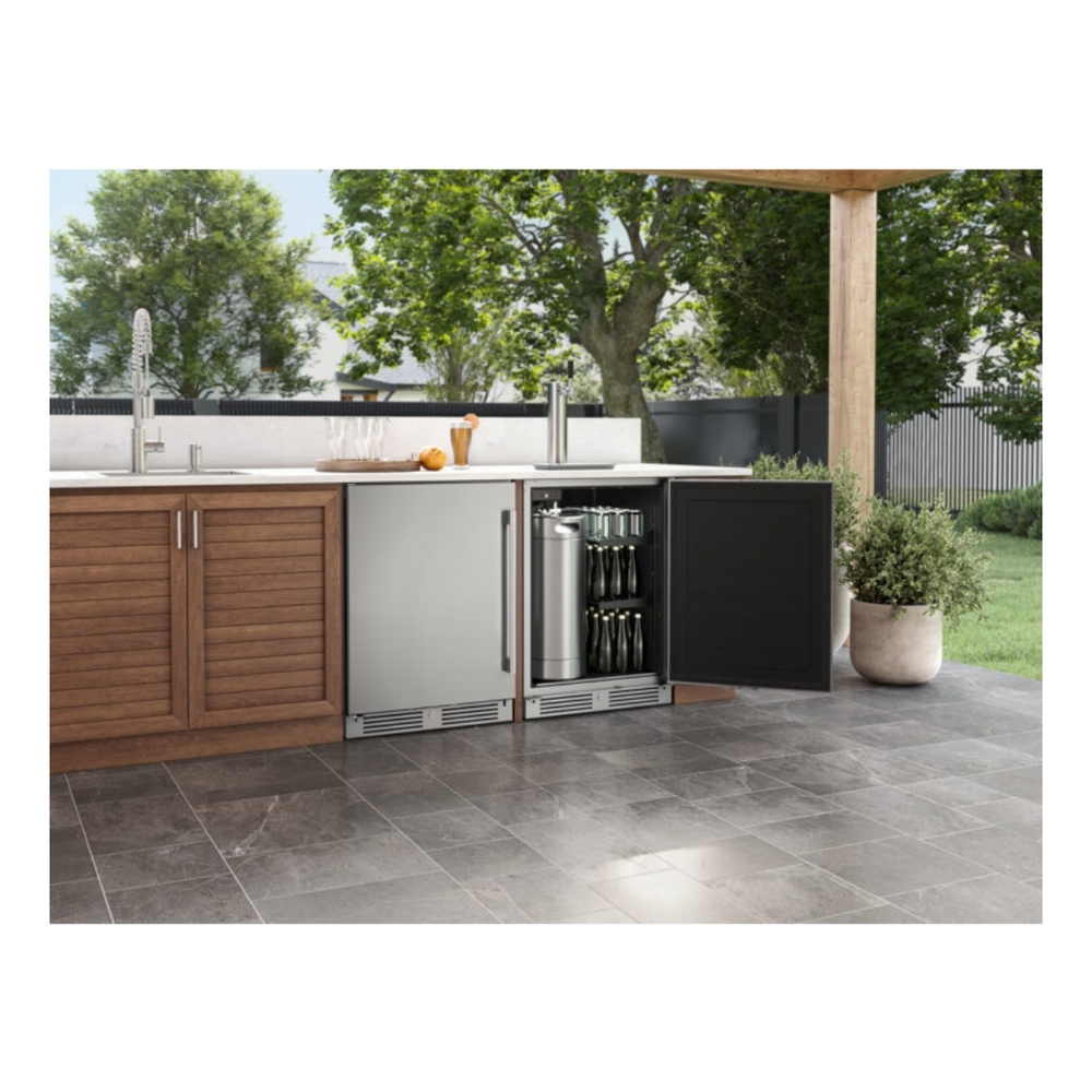 Zephyr PRKB24C01ASOD 24 inch Freestanding Outdoor Kegerator and Beverage Cooler with 6 cu. ft. Capacity, PreciseTemp™, Active Cooling Technology, Carbon Filter Air Filtration, in Stainless Steel