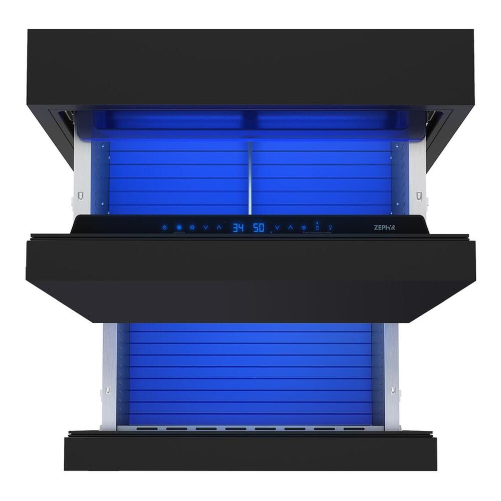 Zephyr PRRD24C2AP 24" Presrv™ UnderCounter Compact / Built-in Dual Zone Refrigerator Drawers with 5.1 cu. ft. Capacity, PreciseTemp™, Active Cooling Technology, 3-Color Electronic Touch Controls, in Panel Ready
