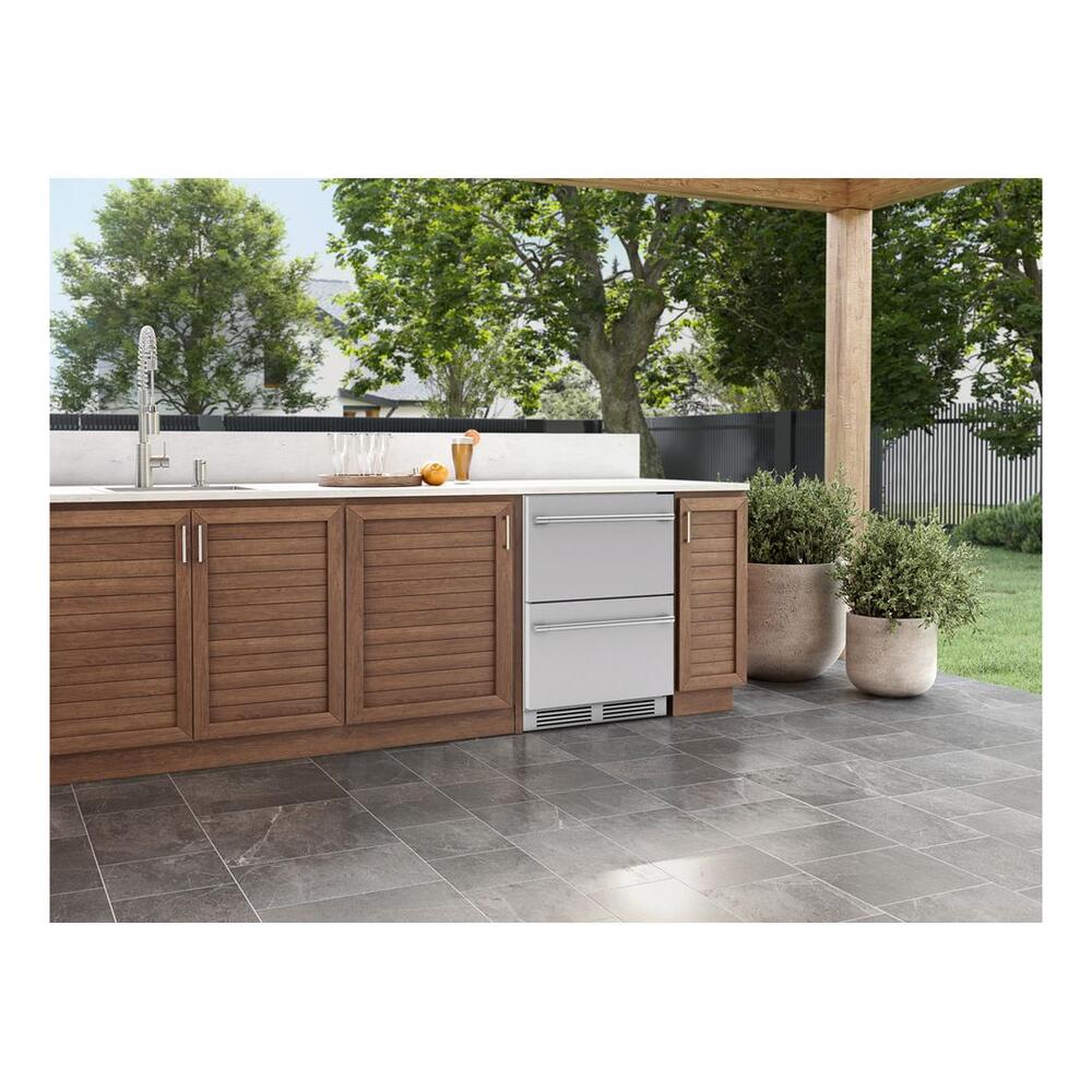 Zephyr PRRD24C2ASOD 24" Presrv™ UnderCounter Compact / Built-in Outdoor Dual Zone Refrigerator Drawers with 5.1 cu. ft. Capacity, PreciseTemp™, Active Cooling Technology, 3-Color Electronic Touch Controls, in Stainless Steel