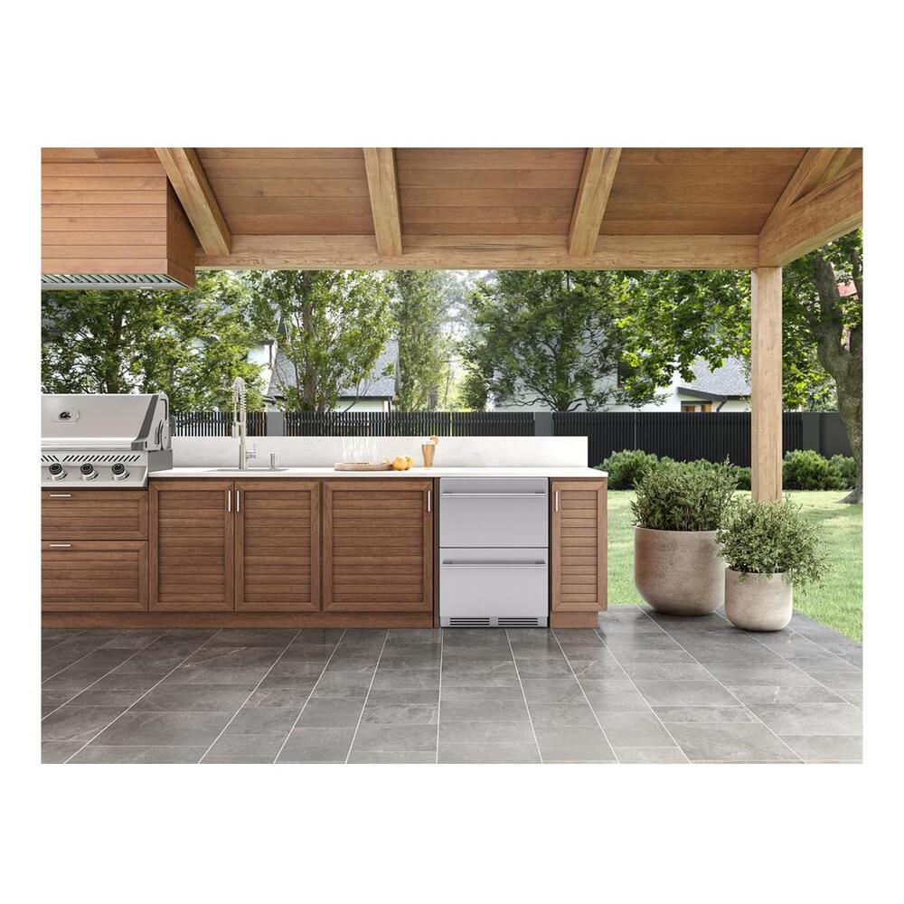 Zephyr PRRD24C2ASOD 24" Presrv™ UnderCounter Compact / Built-in Outdoor Dual Zone Refrigerator Drawers with 5.1 cu. ft. Capacity, PreciseTemp™, Active Cooling Technology, 3-Color Electronic Touch Controls, in Stainless Steel