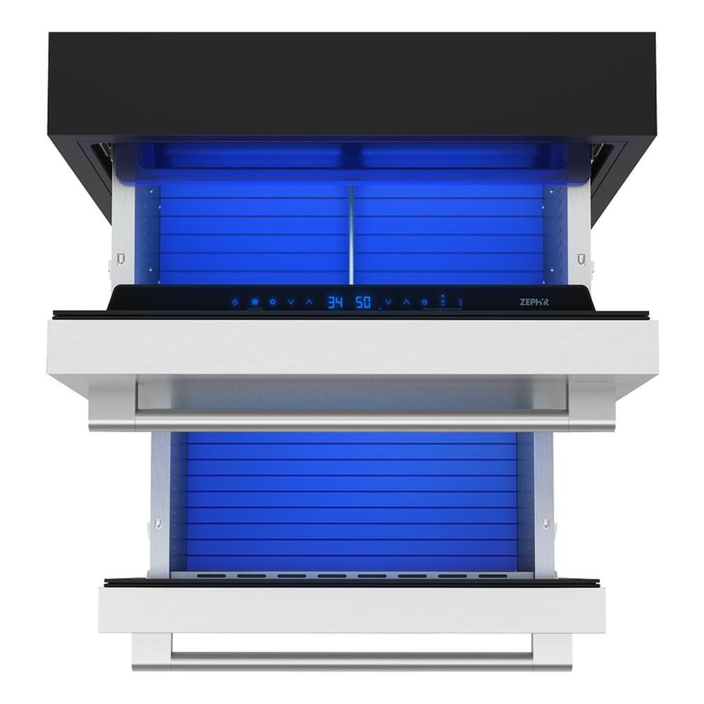 Zephyr PRRD24C2AS 24" Presrv™ UnderCounter Compact / Built-in Dual Zone Refrigerator Drawers with 5.1 cu. ft. Capacity, PreciseTemp™, Active Cooling Technology, 3-Color Electronic Touch Controls, in Stainless Steel