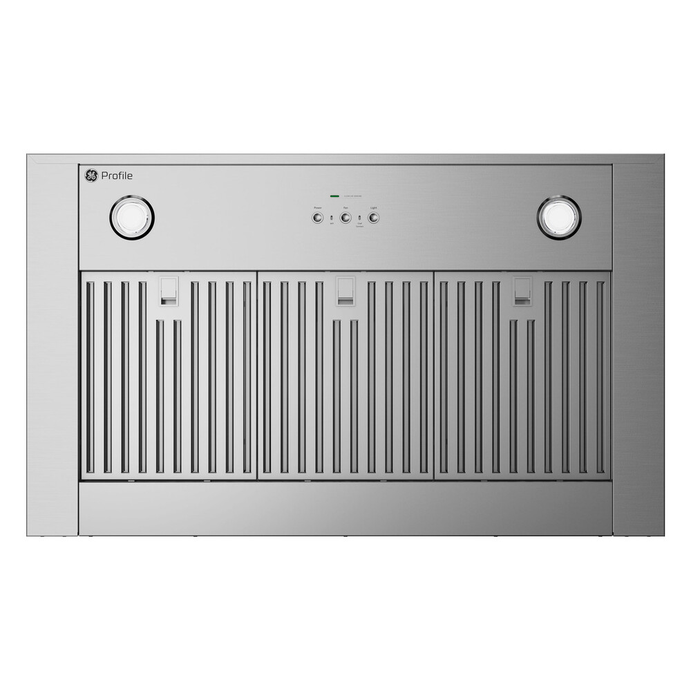 GE Profile PVW1036SWSS 36 Inch Wall Mount Range Hood with 450 CFM, Hidden Control, LED Lighting, Built-In Wi-Fi, Backlit Push Button Control in Stainless Steel