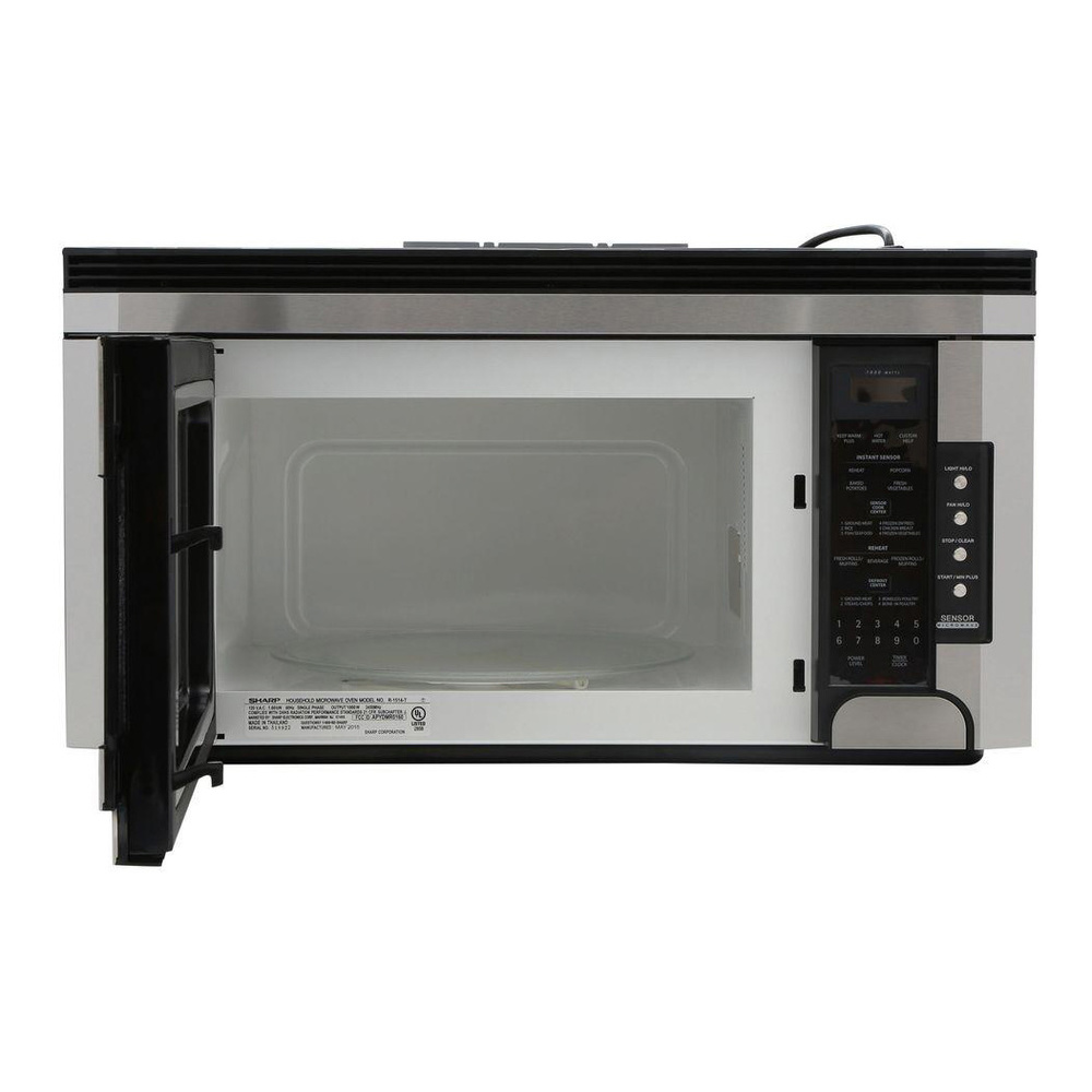 Sharp R1514TY 30 inch Over-the-Range Carousel Microwave with 1.5 cu. ft. Capacity, 1000 Watts of Power, Sensor Cook and 11 Power Levels in Stainless Steel