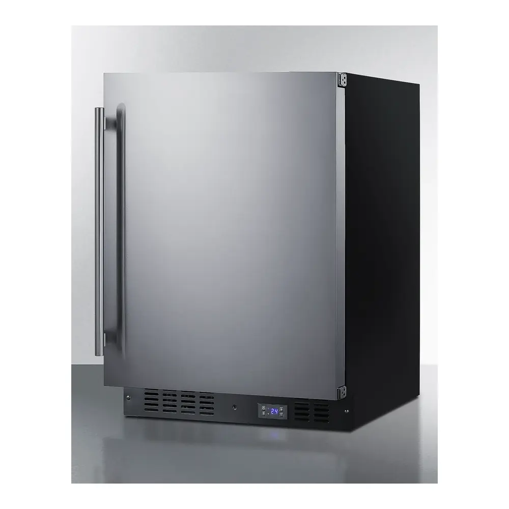 Summit SCFF53BSS 24 Inch Undercounter Freezer with 4.6 cu. ft. Capacity, Adjustable Chrome Shelves, Door/Temperature Alarms, Temperature Memory Function, Sabbath Mode and Commercially Approved, in Stainless Steel