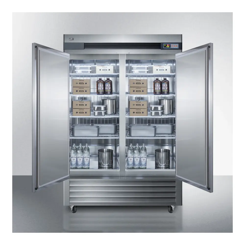Summit SCRR492 56 inch Commercial Reach-In Refrigerator with 49 Cu. Ft. Capacity, Factory Installed Lock, Self-Closing Doors, Open Door Alarm, Temperature Alarm, in Stainless Steel