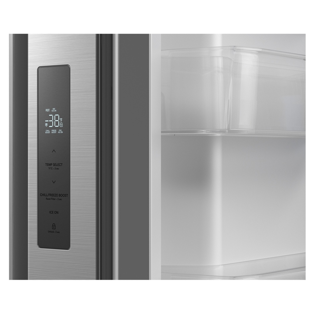 Sharp SJF2955KS 36 inch Freestanding French Door Refrigerator with 28.9 Cu. Ft. Capacity, Gallon Door Bins, Pantry Drawer, External Ice and Water Dispenser, Dual Ice Makers, ADA Compliant and Energy Star in Stailless Steel