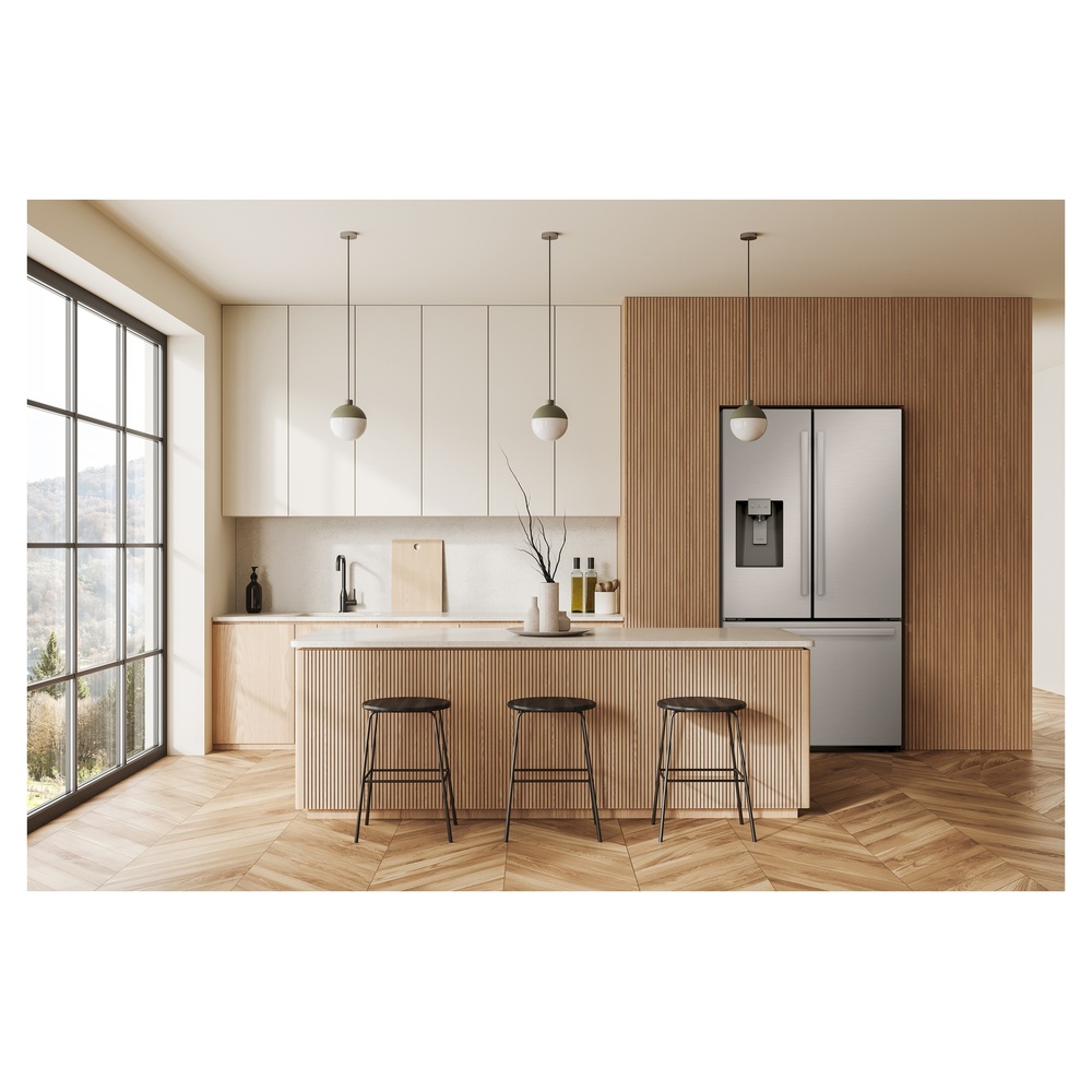 Sharp SJF2955KS 36 inch Freestanding French Door Refrigerator with 28.9 Cu. Ft. Capacity, Gallon Door Bins, Pantry Drawer, External Ice and Water Dispenser, Dual Ice Makers, ADA Compliant and Energy Star in Stailless Steel