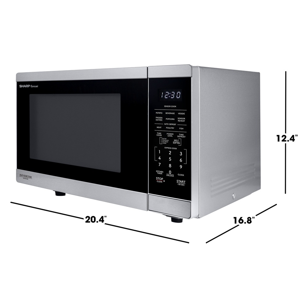 Sharp SMC1464KS 21 inch Countertop Microwave with 1.4 cu. ft. Capacity, Orville Redenbacher’s Certified, 1100 Watts Cooking Power, LED Interior Lighting and Carousel Turntable in Stainless Steel