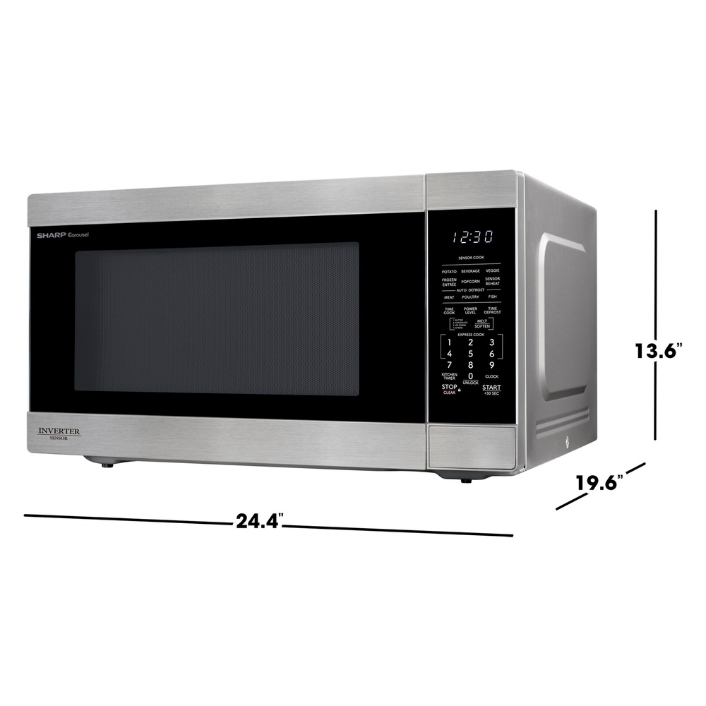 Sharp SMC2266KS 25 inch Countertop Microwave with 2.2 cu. ft. Capacity, 1200 Watts Cooking Power, Inverter Technology, Sensor Cook and Carousel Turntable in Stainless Steel