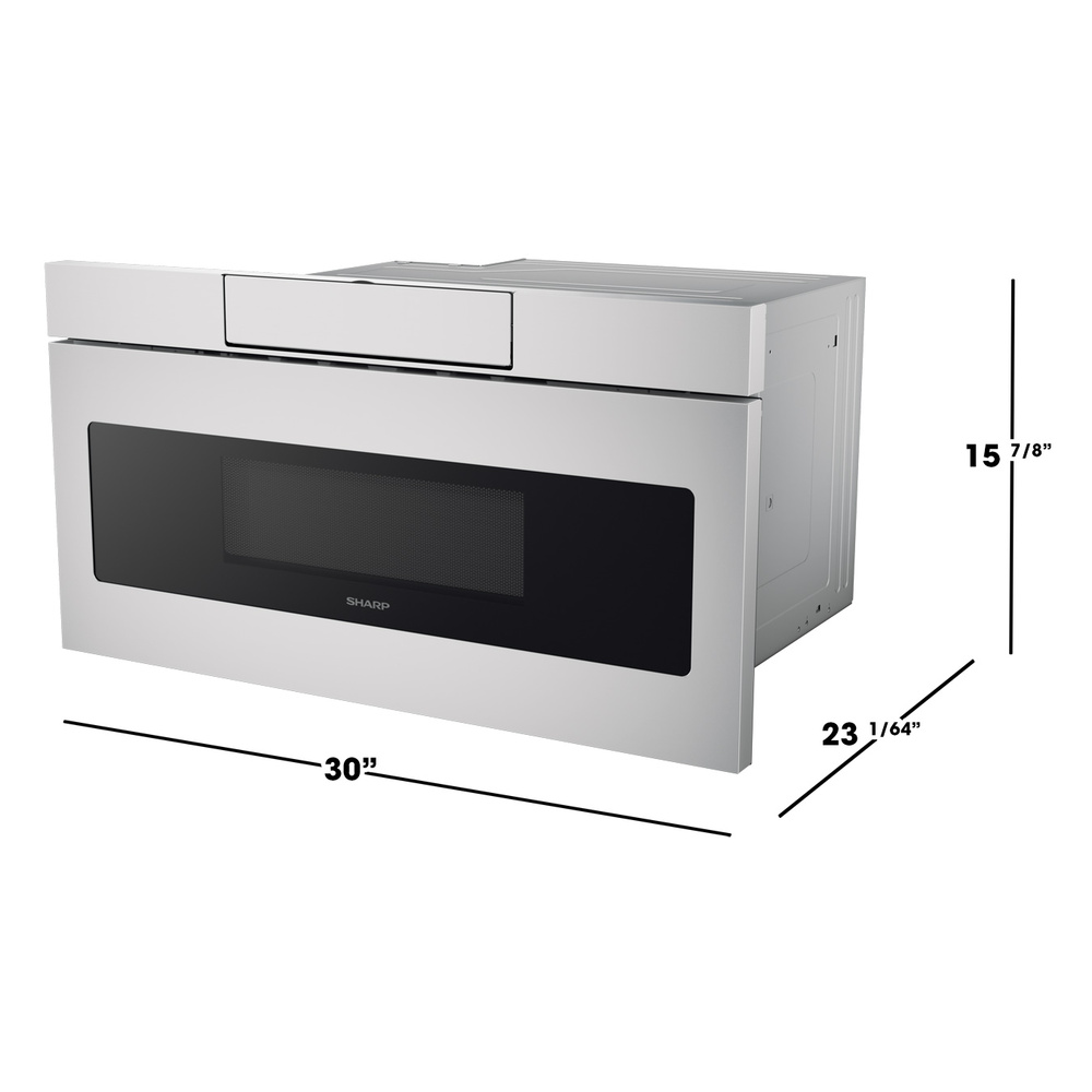 Sharp SMD3070ASY 30 inch Microwave Drawer with 1.2 cu. ft. Capacity, 950 Cooking Watts, Digital LCD Display, Kitchen Timer, Child Lock, Interior Oven Light, UL Listed, in Stainless Steel