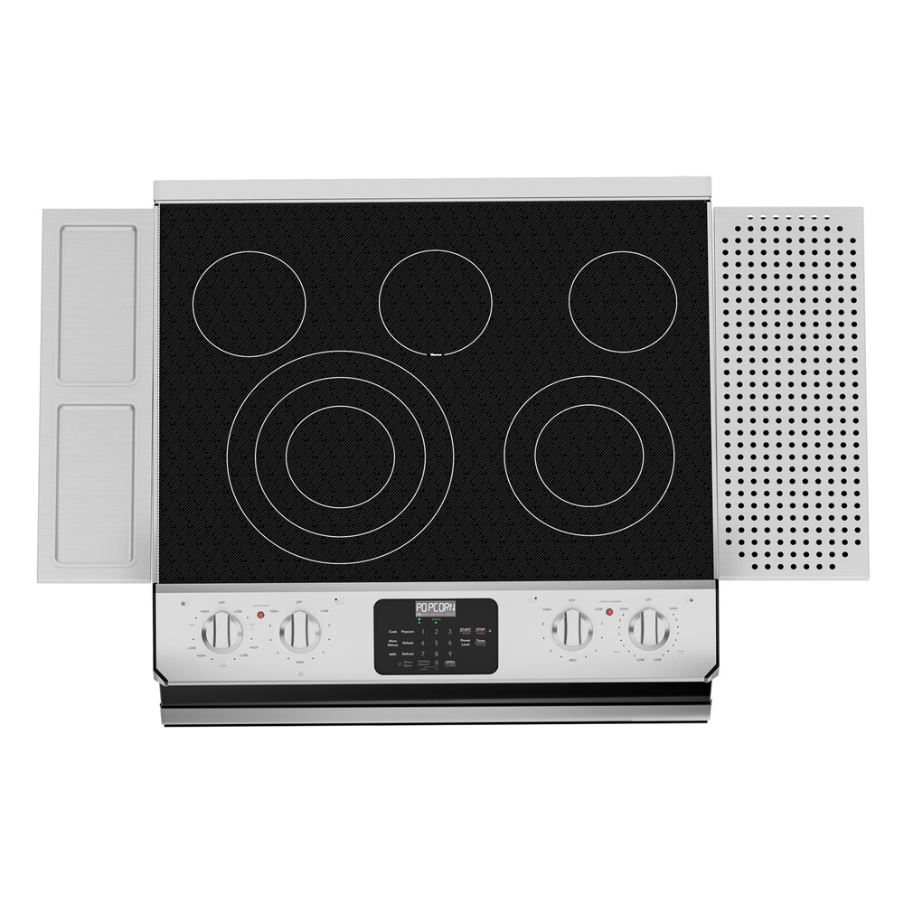 Sharp STR3065HS 30 inch Smart Rangetop with 4 Cooking Zones, Microwave Drawer Oven, Triple and Double Heater, Warming Zone, Sensor Cook, and Metal Rotary Knobs and Glass Touch Panel in Stainless Steel