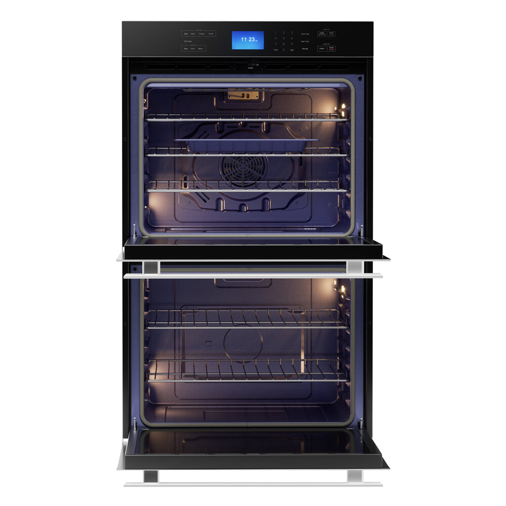 Sharp SWB3062GS 30 inch Double Electric Wall Oven with 10 cu. ft. True European Convection Ovens, Self Clean, 8-Pass Upper Element, Touch Glass Controls and Glide Rack in Stainless Steel