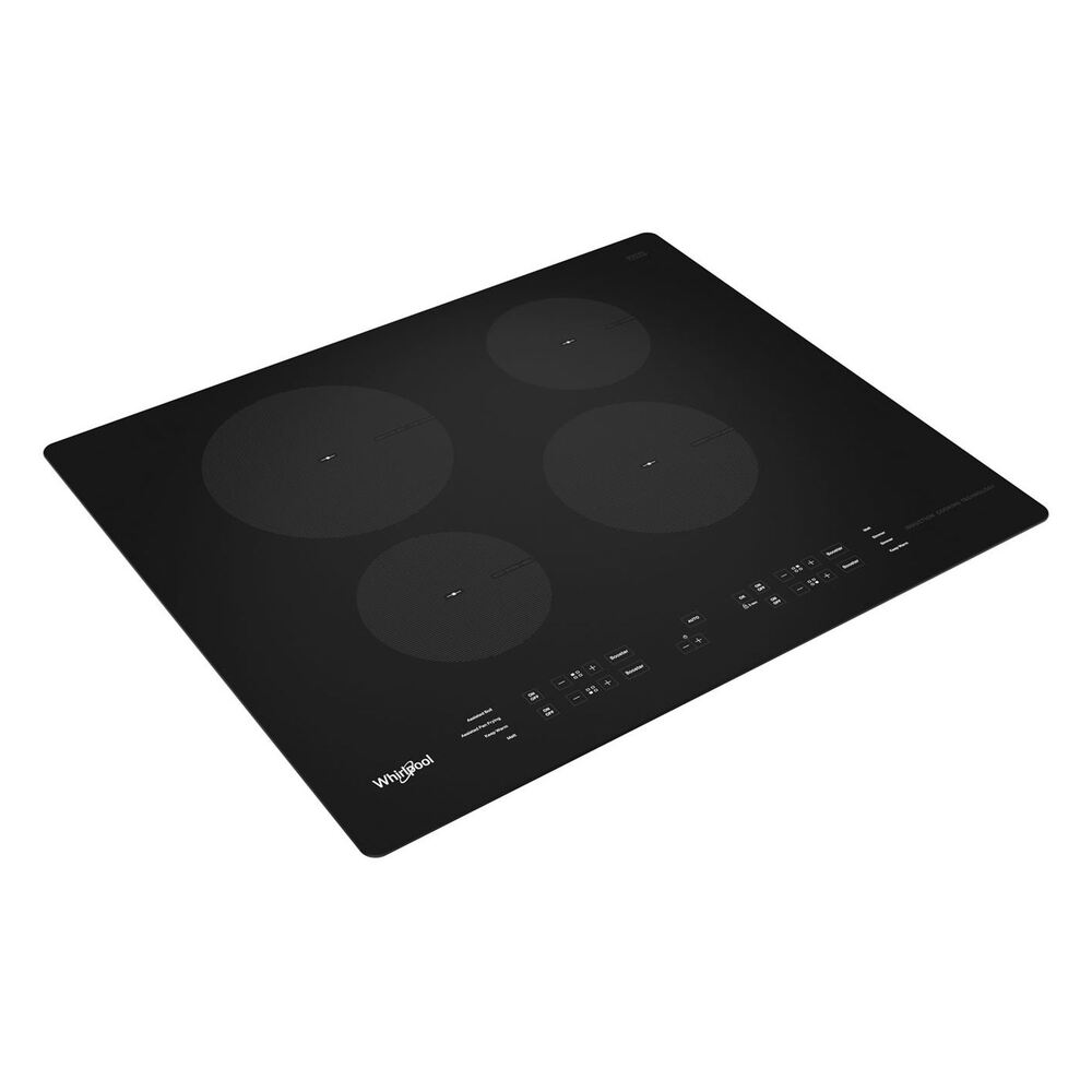 Whirlpool WCI55US4JB 26 inch Induction Cooktop with 4 Induction Elements, 3000 Watts Heating Power, Control Lock Mode, Pan Detection in Black