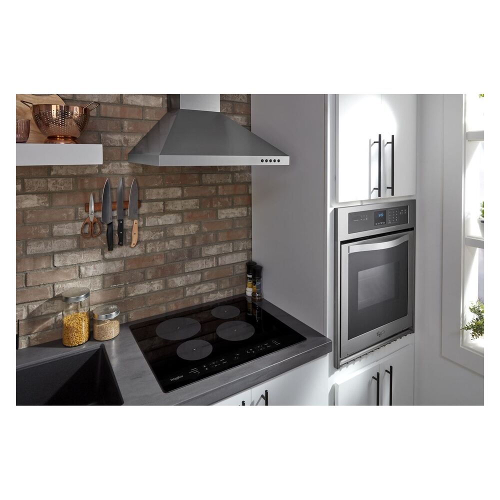 Whirlpool WCI55US4JB 26 inch Induction Cooktop with 4 Induction Elements, 3000 Watts Heating Power, Control Lock Mode, Pan Detection in Black
