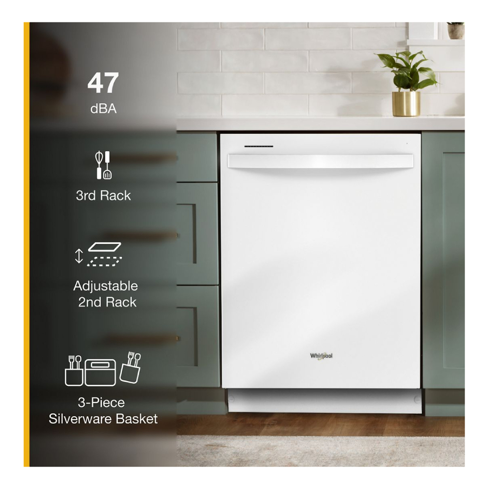 Whirlpool WDT750SAK 24" Built-In Dishwasher with 3rd Rack, Adjustable 2nd rack, Leak Detection System, Cycle Status Indicator