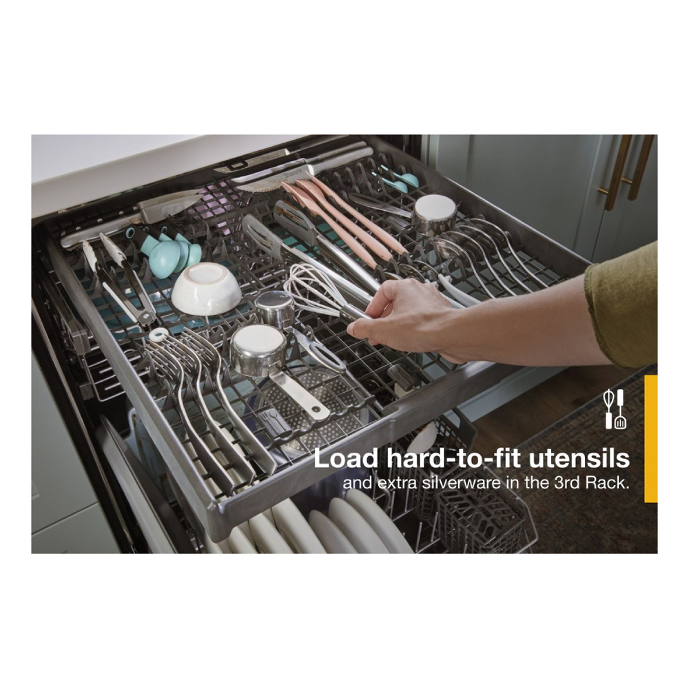 Whirlpool WDTA50SAK 24" Built-In Dishwasher with 3rd Rack, Adjustable 2nd rack, Leak Detection System, Cycle Status Indicator