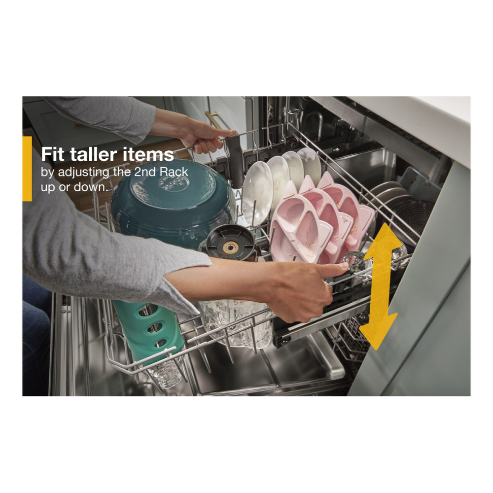 Whirlpool WDTA50SAK 24" Built-In Dishwasher with 3rd Rack, Adjustable 2nd rack, Leak Detection System, Cycle Status Indicator