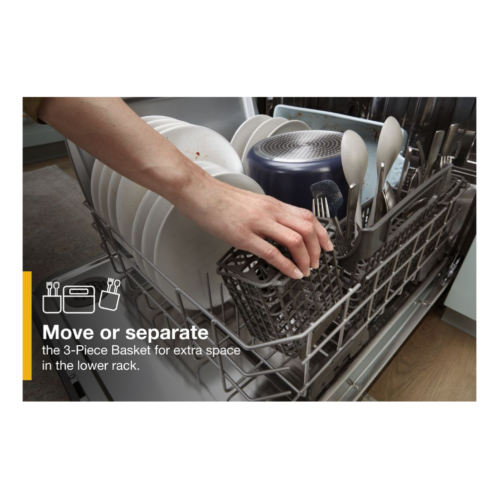 Whirlpool WDTA50SAK 24" Built-In Dishwasher with 3rd Rack, Adjustable 2nd rack, Leak Detection System, Cycle Status Indicator