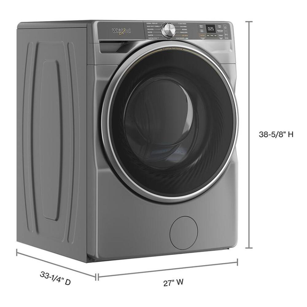 Whirlpool WFW6720RR 27" Front Load Washer with 5.0 cu. ft. Capacity, Voice Control, Quick Wash & Dry, AI Intelligent Wash, in Radiant Silver