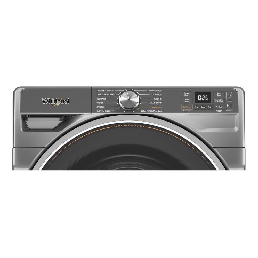Whirlpool WFW6720RR 27" Front Load Washer with 5.0 cu. ft. Capacity, Voice Control, Quick Wash & Dry, AI Intelligent Wash, in Radiant Silver