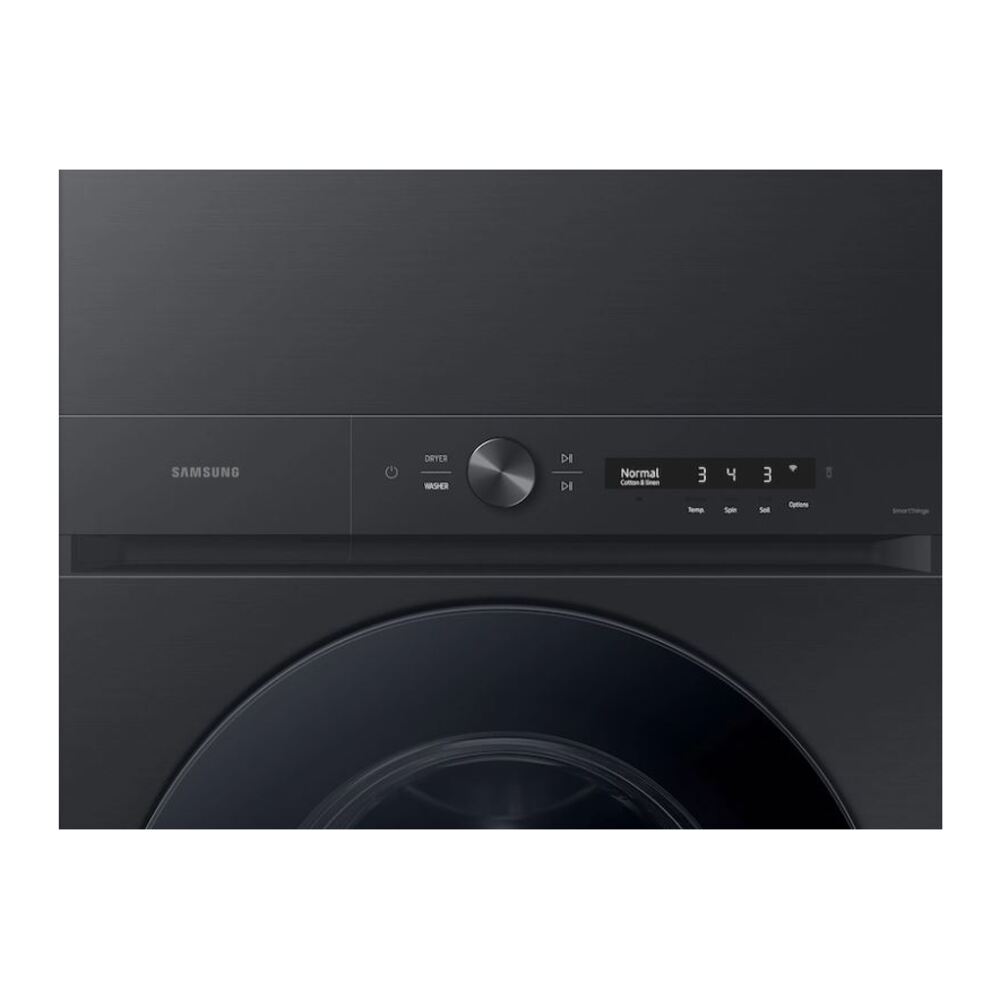 Samsung WH46DBH500EV 27 inch Bespoke Smart AI Laundry Hub with 4.6 cu. ft. Washer Capacity, 7.6 cu. ft. Electric Dryer Capacity, AI OptiWash and AI Optimal Dry in Brushed Black